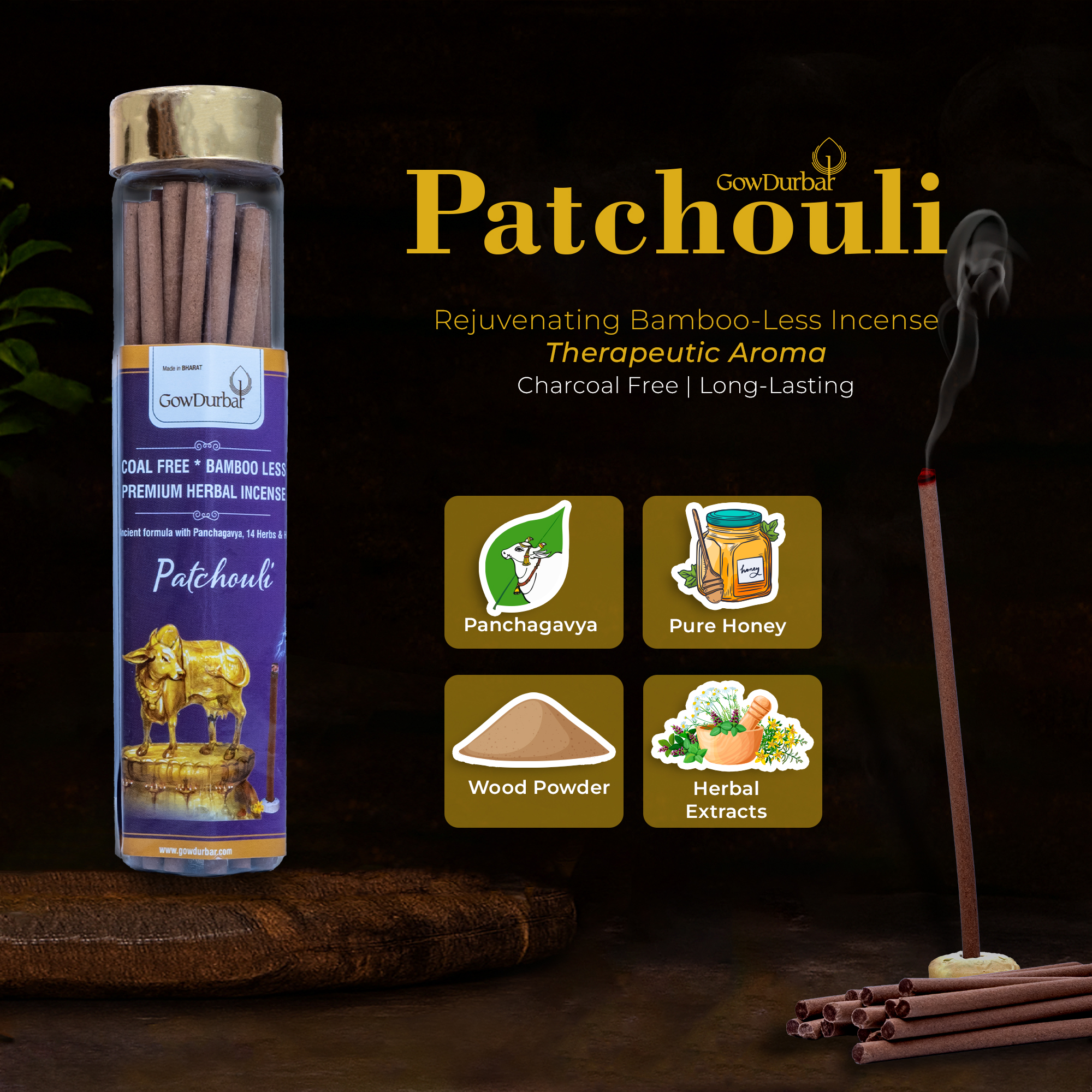 Patchouli - Rejuvenating Bamboo Less Incense - Image 3